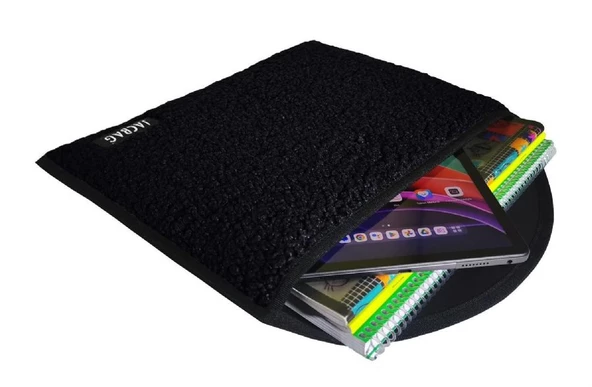 Jacbag Teddy Peluş Siyah Çıtçıtlı Unisex Dosya Çanta (Kitap Defter Tablet Notebook) - 3
