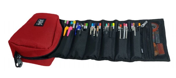 Jacbag Kırmızı Organizer Roll Up Düzenleyici Kalem Kutusu/Kalemlik