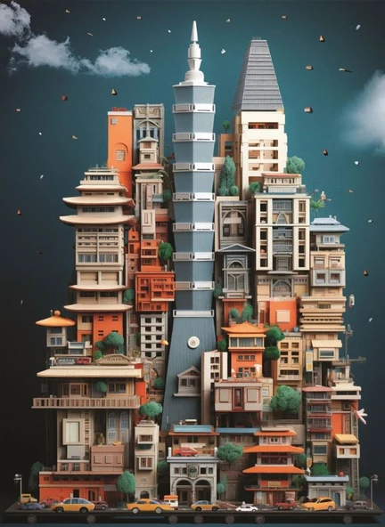 Anatolian 1000 Parça Taipei Puzzle - Yasin Yaman - Resim 2