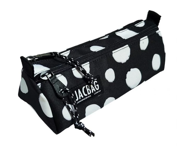 Jacbag Dual Prime İki Bölmeli Üçgen Siyah Beyaz Benekli Kadın/Kız Çocuk Kalem Çantası - Resim 3