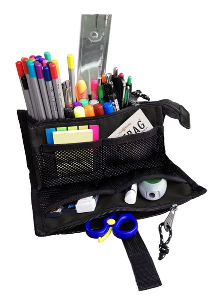 Jacbag Twin Masa Üstü Çift Bölmeli Kalem Çantası - Gri - Resim 4