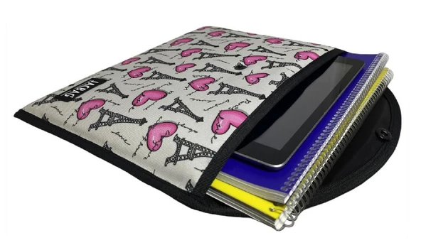 Jacbag Paris Pembe Gri Kadın A4 Çıtçıtlı Dosya Defter Tablet ve Evrak Çantası - 2
