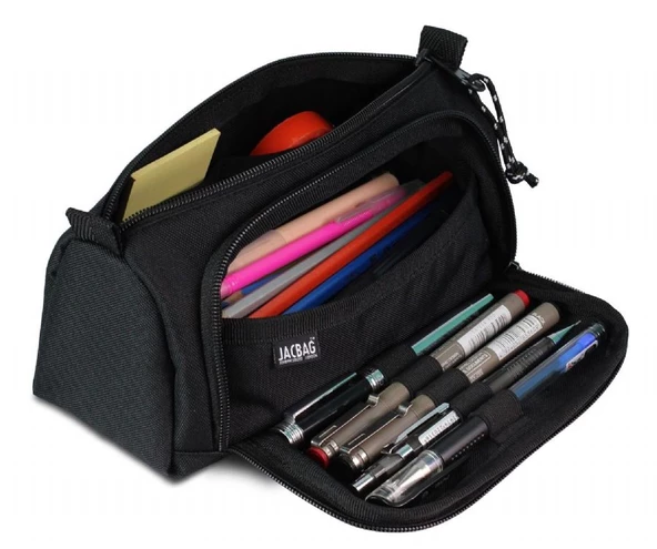Jacbag Prime XL Lastik Ayraçlı İki Bölmeli Kalem Çantası Siyah - 2