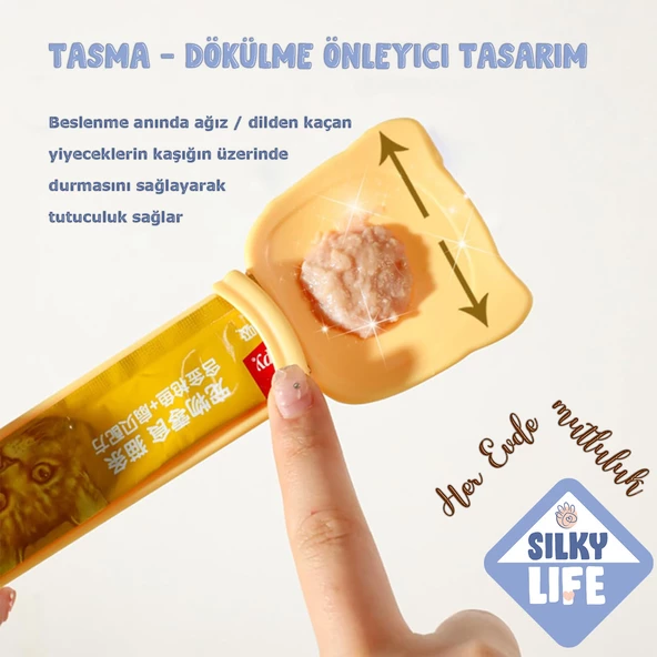 SilkyLife - Kedi / Köpek Krema Ödül Maması/Pastası Yedirme Kaşığı / 3renk - 4