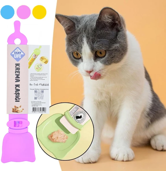 SilkyLife - Kedi / Köpek Krema Ödül Maması/Pastası Yedirme Kaşığı / 3renk