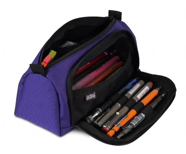 Jacbag Prime XL Lastik Ayraçlı İki Bölmeli Mor Kalem Çantası(Kadın/Kız Çocuk) - 2