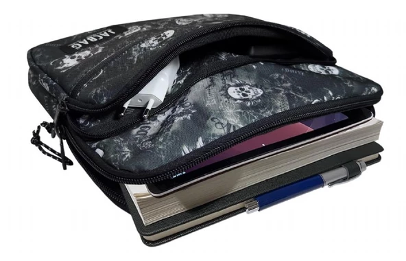 Jacbag Kurukafa Üç Cepli Tablet Telefon Not Defteri El Çantası - Erkek Çocuk/Yetişkin - 2