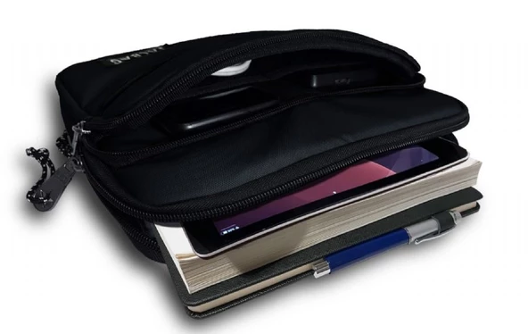 Jacbag Siyah Üç Bölmeli Tablet ve Telefon Çantası/Kılıfı - Kadın/Erkek - 2