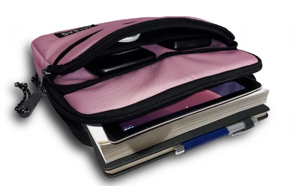 Jacbag Açık Pembe Üç Cepli Tablet Telefon Not Defteri El Çantası - Kız Çocuk/Kadın - 2