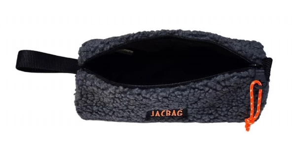 Jacbag Teddy Silindir Peluş Kalem Çantası Gri - Turuncu - 2