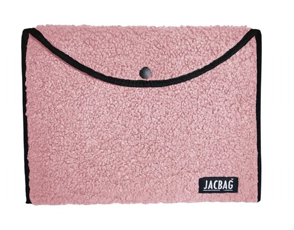 Jacbag Teddy Peluş Pembe Çıtçıtlı Kadın Dosya Çanta (Kitap Defter Tablet Notebook) - 2
