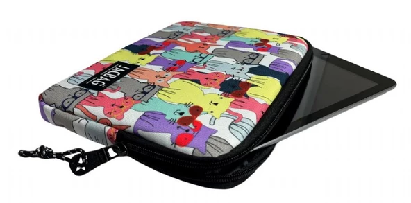 Jacbag Sarı Kedi Kız ve Erkek Çocuk Tablet Çantası/Kılıfı (Suya Dayanıklı Malzeme)
