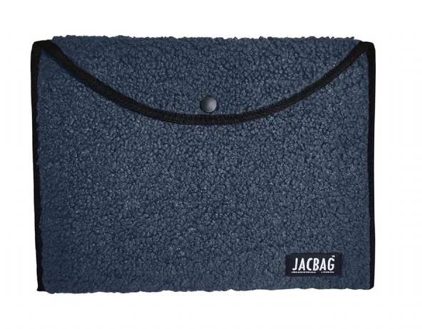 Jacbag Teddy Peluş Gri Çıtçıtlı Erkek Dosya Çanta (Kitap Defter Tablet Notebook) - 3