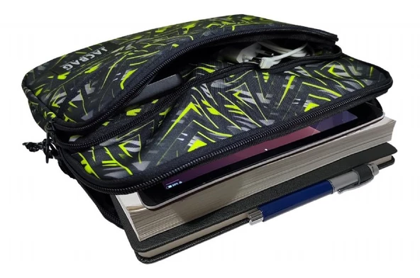 Jacbag Sarı Geometrik Üç Cepli Tablet Telefon Not Defteri El Çantası - Kız Çocuk/Kadın - 2