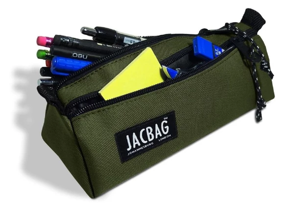 Jacbag Dual Prime İki Bölmeli Üçgen Haki Yeşil Erkek Kalem Çantası