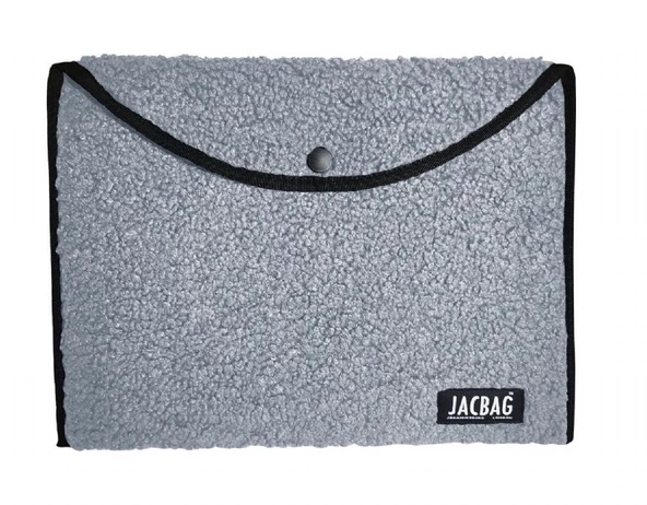 Jacbag Teddy Peluş Açık Gri Çıtçıtlı Erkek Dosya Çanta (Kitap Defter Tablet Notebook) - 3