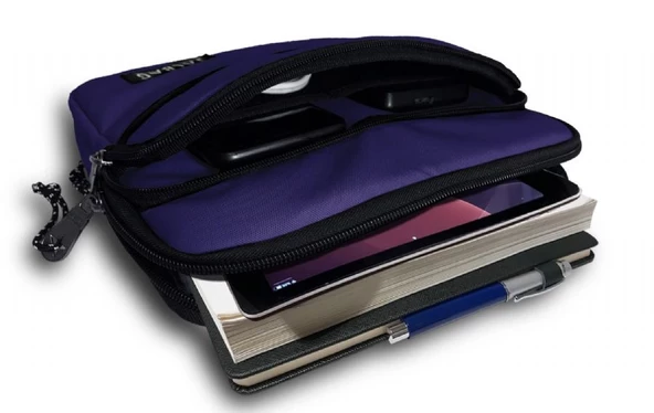 Jacbag Mor Kız Çocuk ve Kadın Üç Cepli Tablet Telefon Defter Çantası - 2