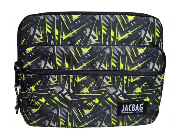 Jacbag Sarı Geometrik Üç Cepli Tablet Telefon Not Defteri El Çantası - Kız Çocuk/Kadın