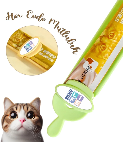 SilkyLife - Kedi / Köpek Krema Ödül Maması/Pastası Yedirme Kaşığı / 3renk - 5