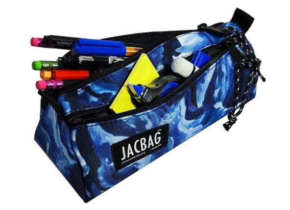 Jacbag Dual Prime İki Bölmeli Üçgen Mavi Dumanlı Erkek Çocuk Kalem Çantası