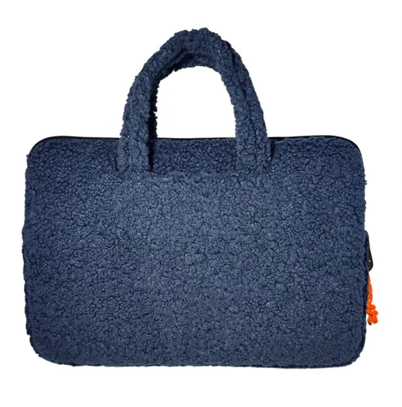 Jacbag Teddy Peluş Gri/Turuncu Erkek Çocuk Notebook Laptop ve Evrak Çantası - 2