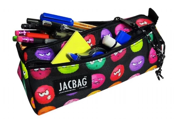 Jacbag Dual Prime İki Bölmeli Üçgen Emoji Çok Renkli Kadın/Kız Çocuk Kalem Çantası