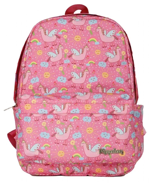 Pippa Lamacorn Pembe Kız Çocuk Okul Çantası (Üç Gözlü)