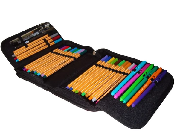 Jacbag Pembe Geometrik Sert Kapaklı Lastikli Düzenleyici Organizer Kalemlik - 4