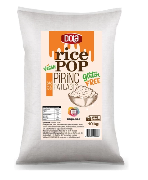 Dola Rice Pop Glutensiz Pirinç Patlağı Sade 10 kg