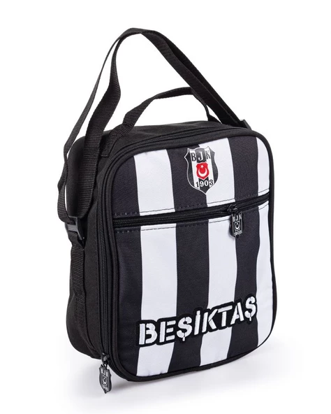 Beşiktaş Siyah Beyaz Erkek Çocuk Çubuklu Beslenme Çantası