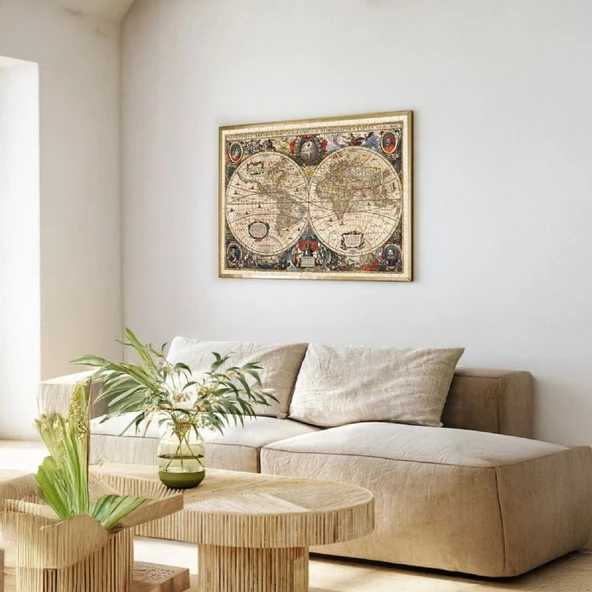 Ks Games 2000 Parça 17. Yüzyıl Dünya Haritası Puzzle - Hendrik Hondius - Resim 2