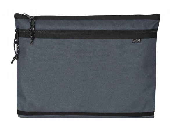 Jacbag Gri Erkek A4 Zip Folder İki Bölmeli Dosya ve Evrak Çantası - 4