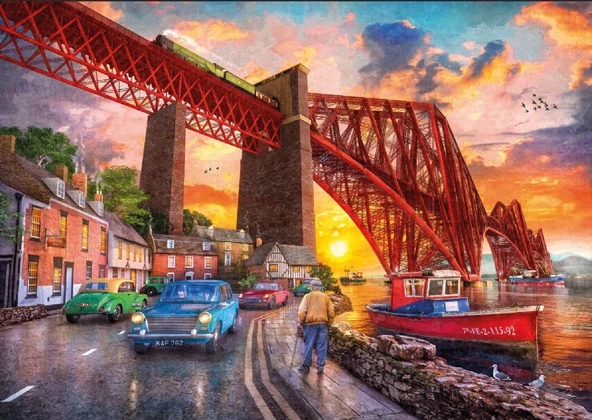Ks Games 1500 Parça Forth Bridge At Sunset(Life Under The Bridge) Puzzle - Dominic Davison - Resim 3