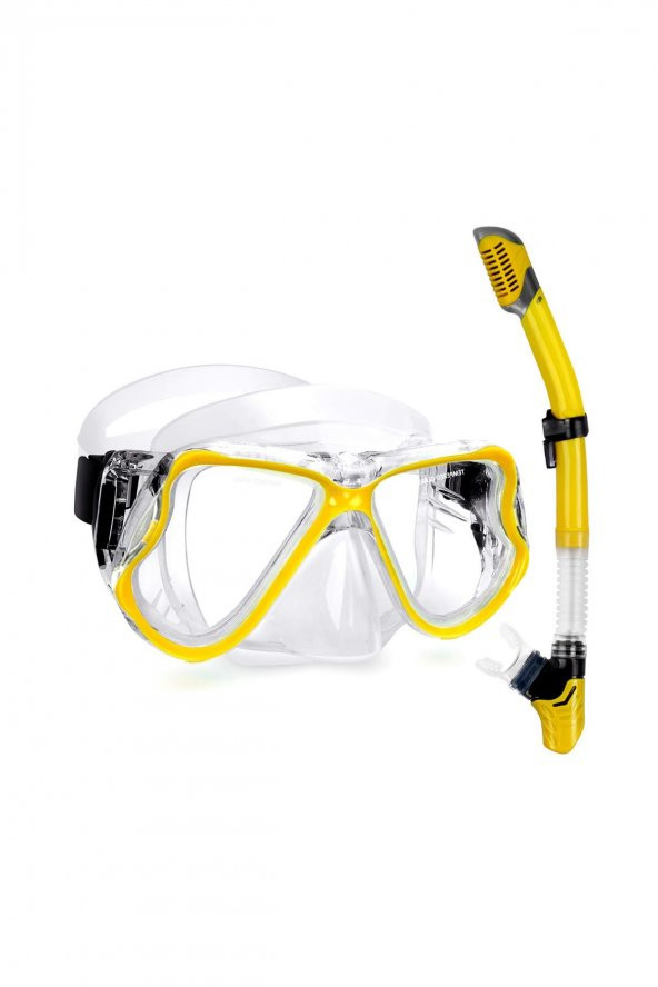 Şnorkel Set Sarı Dalış Maskesi Seti