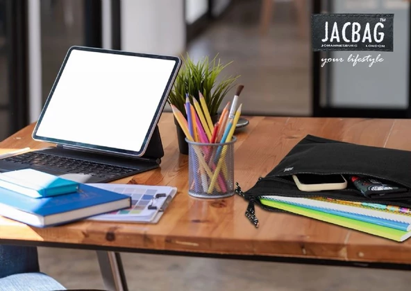 Jacbag Siyah Kadın/Erkek A4 Zip Folder İki Bölmeli Dosya ve Evrak Çantası - 2