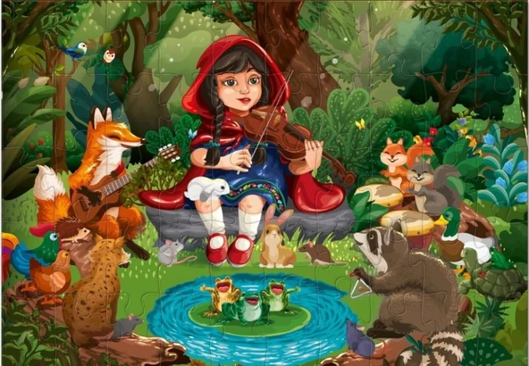 Star Puzzle 2x50 Parça Çocuk Puzzle - Ormandaki Kız - Resim 3