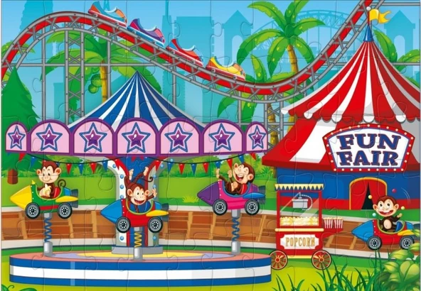 Star Puzzle 2x50 Parça Çocuk Puzzle - Maymun Lunaparkı - Resim 3