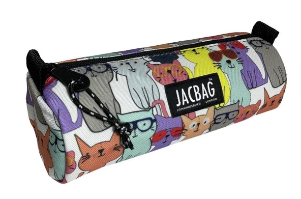Jacbag Sarı Kedi Kız Çocuk Tek Gözlü Silindir Kalemlik - Kalem Kutusu