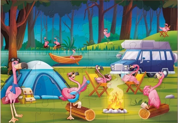 Star Puzzle 2x50 Parça Çocuk Puzzle - Flamingo Partisi - 3
