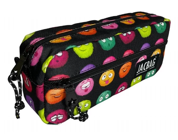 Jacbag Çift Fermuarlı Emoji Kız Çocuk Kalem Kutusu