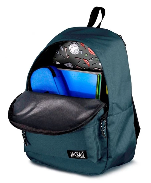 Jacbag Classic İki Bölmeli Gri Okul Günlük Seyahat Sırt Çantası - Resim 3