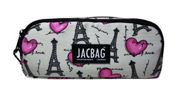 Jacbag Üç Bölmeli Çocuk ve Yetişkin Kalem Çantası - Paris Pembe/Gri - Kız Çocuk/Kadın - Resim 3