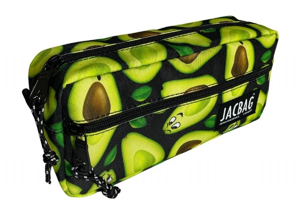 Jacbag Çift Fermuarlı Yeşil Avokado Kız Çocuk Kalem Kutusu