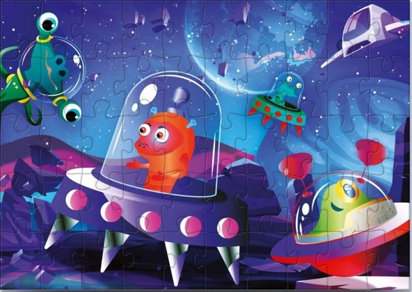 Star Puzzle 50 Parça Uzay Canlıları Çocuk Puzzle - Resim 2