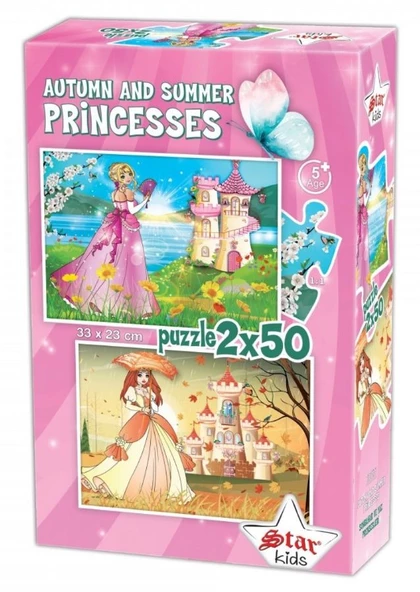 Star Puzzle 2x50 Parça Çocuk Puzzle - Sonbahar ve Yaz Prensesleri