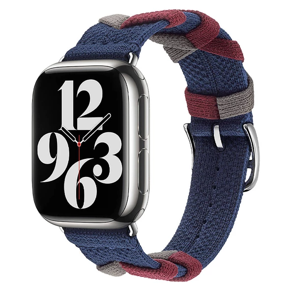 Apple Watch 38mm - Kordon Sarmal Örgü Tasarımlı Kordon KRD-97