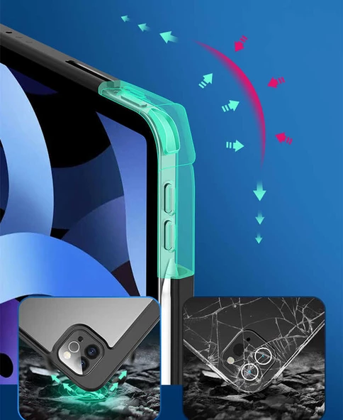 Apple iPad Pro 11 2022 M2 - Tablet Kılıfı 360 full Korumalı Arkası Şeffaf Nort Standlı Kılıf - 7