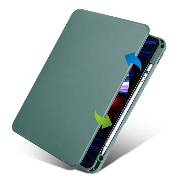 Apple iPad Air 11 2024 - Tablet Kılıfı Kalem Bölmeli Dönebilen Termik Standlı Kılıf