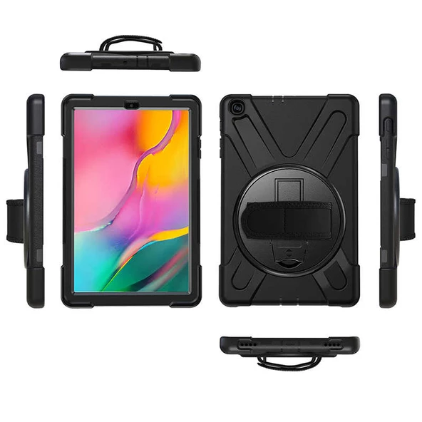 Apple iPad Mini 2-3 - Tablet Kılıfı Boyun ip Askılı El Tutmaçlı Koruyucu Zırh Tank Defender Kılıf - 5