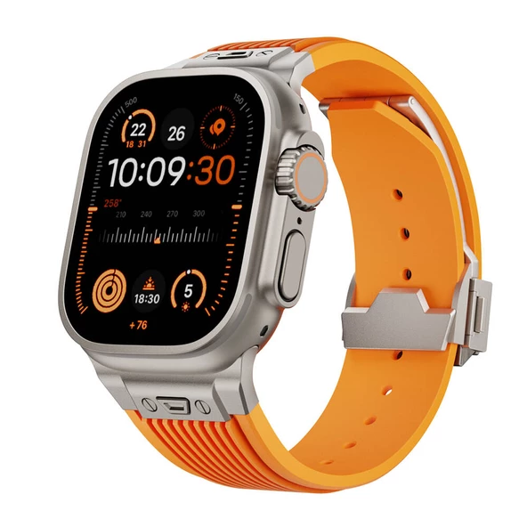 Apple Watch 7 45mm - Kordon Spor Görünümlü Silikon Kordon KRD-113 - 1